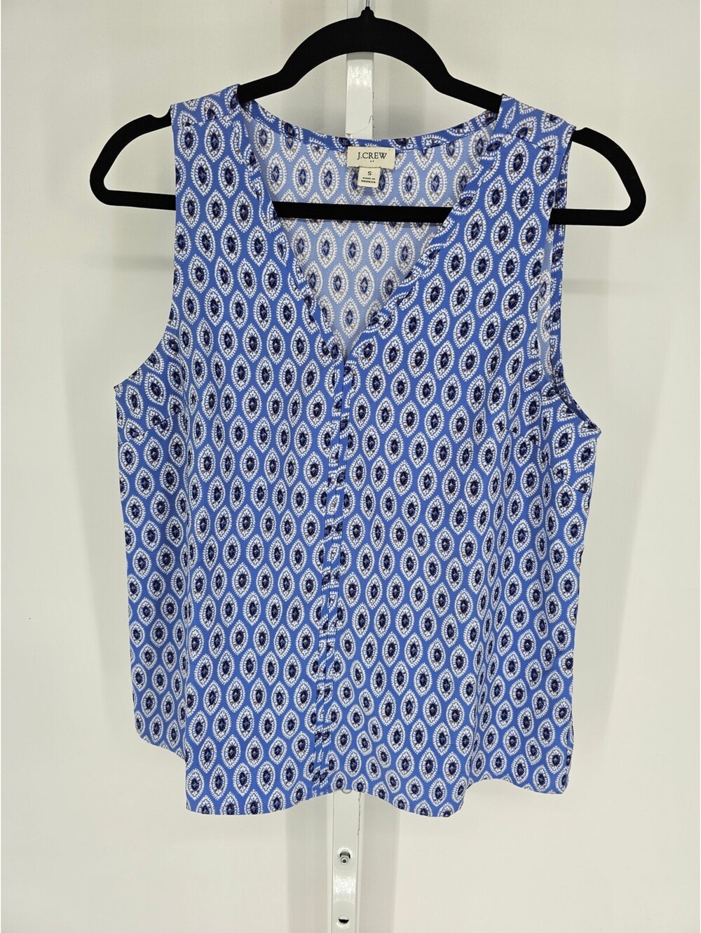 J Crew Womens Sz S Sleeveless V Neck Blouse Light Purple Print